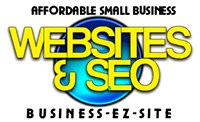 Businessezsite logo black, and yellow font with a globe in the back ground in blue and green